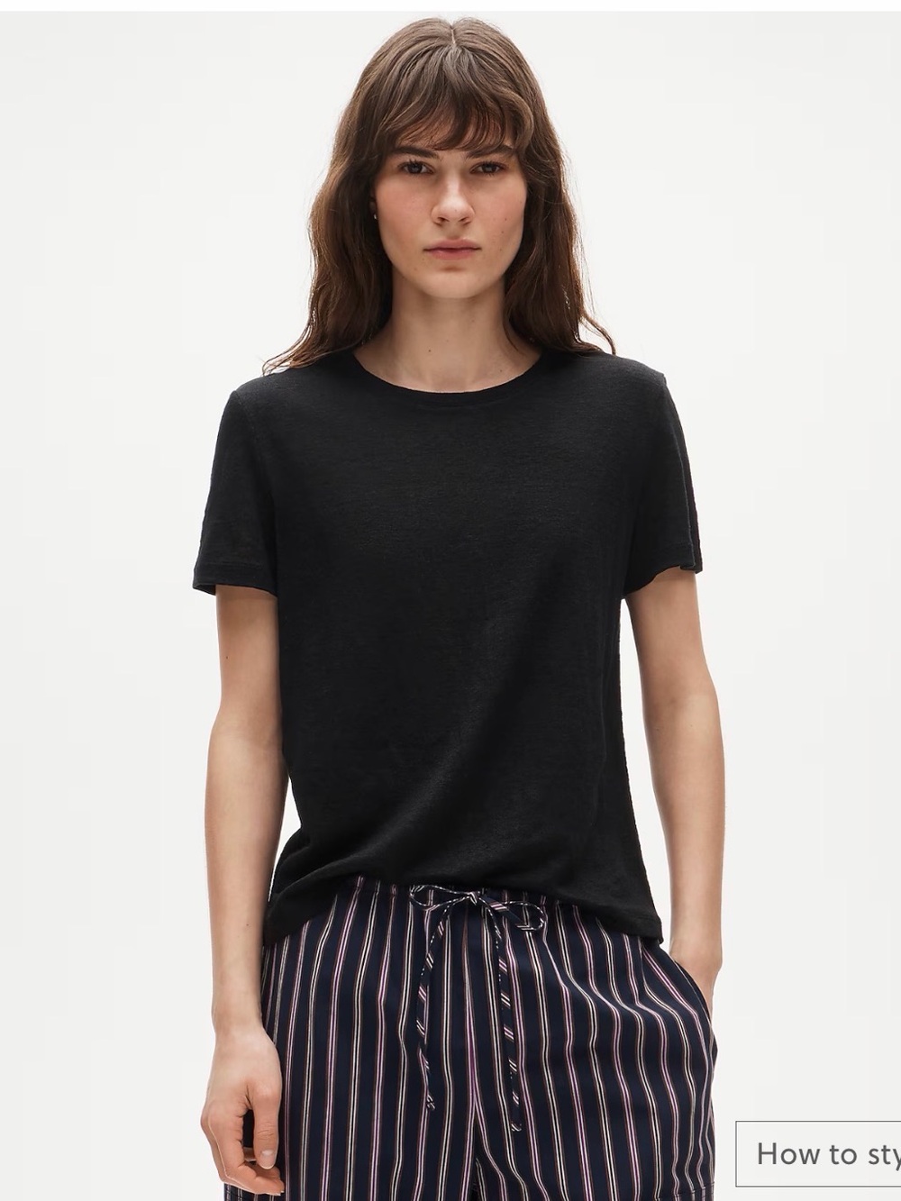 J.Crew Women's New Relaxed Linen Short Sleeve Tee Black